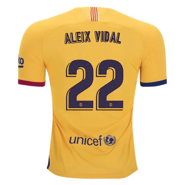 Camiseta Barcelona NO.22 Aleix Vidal 2ª 2019 2020 Amarillo